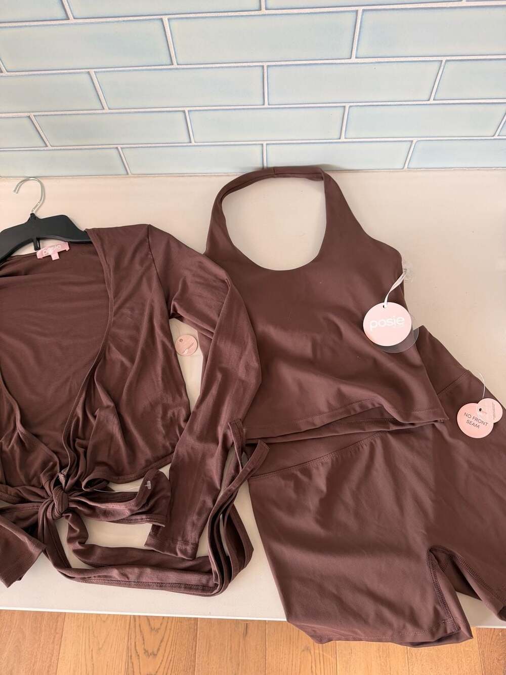 Posie Active Chocolate Brown 3-Piece Matching set - NWT